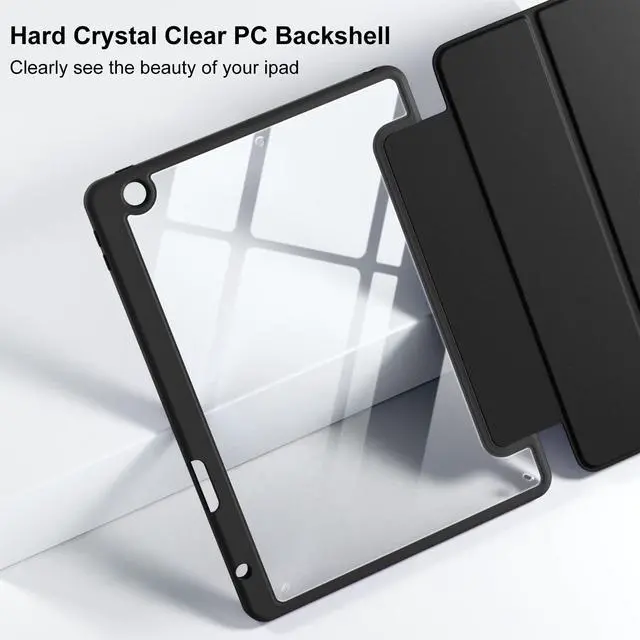 Alt view image 7 of 7 - for iPad 9th /8th /7th Generation Case(2021/2020/2019) 10.2 inch | Full Body Protective Cover with Pencil Holder, Clear Case Designed for iPad 10.2 Inch, Auto Sleep/Wake Cover, Black