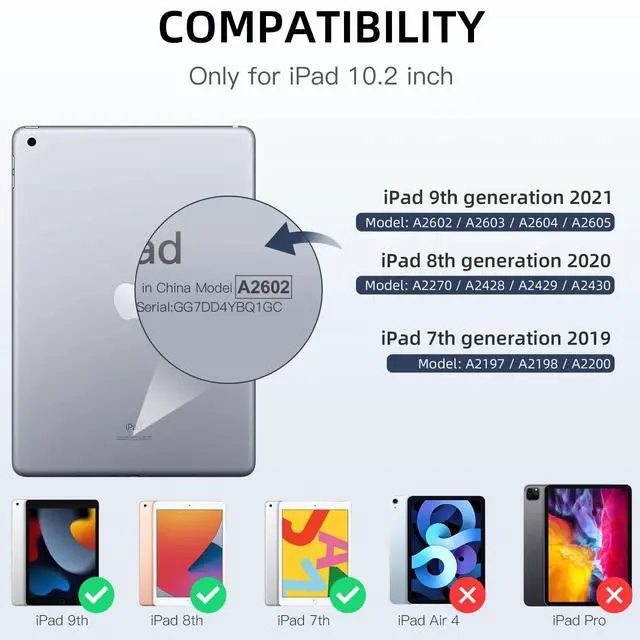 Alt view image 6 of 7 - for iPad 9th /8th /7th Generation Case(2021/2020/2019) 10.2 inch | Full Body Protective Cover with Pencil Holder, Clear Case Designed for iPad 10.2 Inch, Auto Sleep/Wake Cover, Black