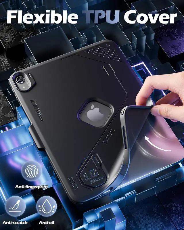 Alt view image 5 of 7 - Soft TPU Case for iPad A16 11th/10th Generation 2025/2022 -Black | Ultra Slim Anti-slip Shockproof Rugged Cover with Pen Holder, Protective Case for 11 inch iPad 11 & 10.9 inch iPad 10