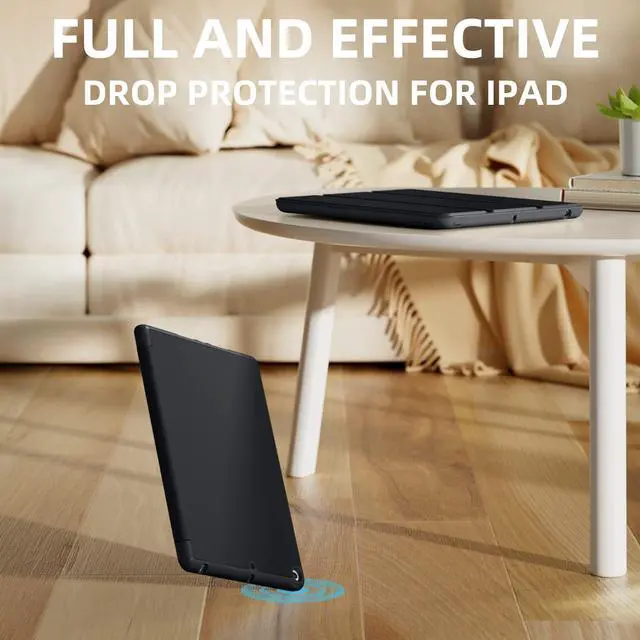 Alt view image 7 of 7 - for iPad 9th/8th/7th Generation Case 10.2 Inch, Black | With Pencil Holder, for iPad 10.2 Case 2021/2020/2019, Soft TPU Back, Slim Trifold Stand Protective Cover, Auto Sleep/Wake