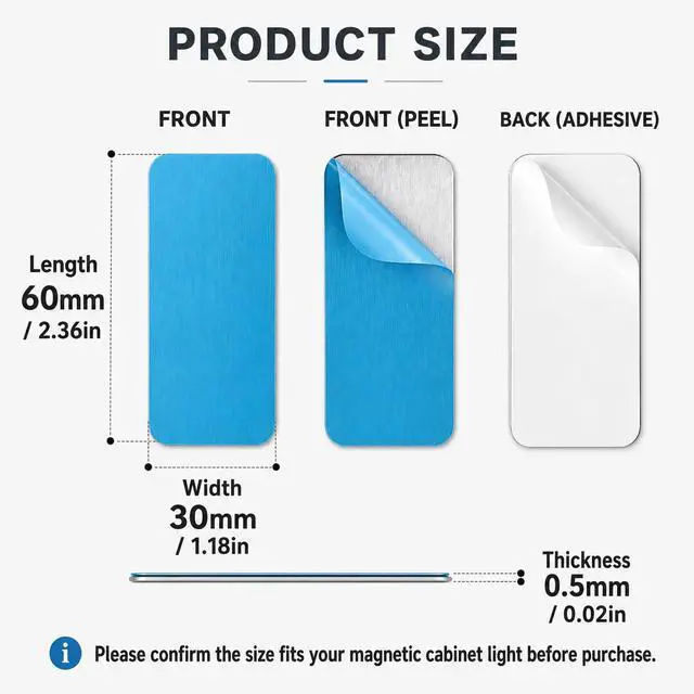 Alt view image 2 of 6 - 16Pcs Magnetic stickys for Under Cabinet Lights Replacement Magnetic Strips with Adhesive Backing, Metal Plates for Magnetic Mounts, Metal Adhesive Strip for Magnetic LED Lights Home Decor