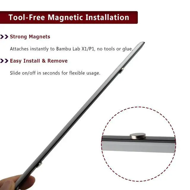 Alt view image 3 of 5 - Snap-On Magnetic LED Fill Light Strip for Bambu Lab X1C/X1E/P1P/P1S, Easy Install and Remove, High-Brightness, Even Illumination, Comfortable and Eye-Friendly Lighting (X Light Bar)