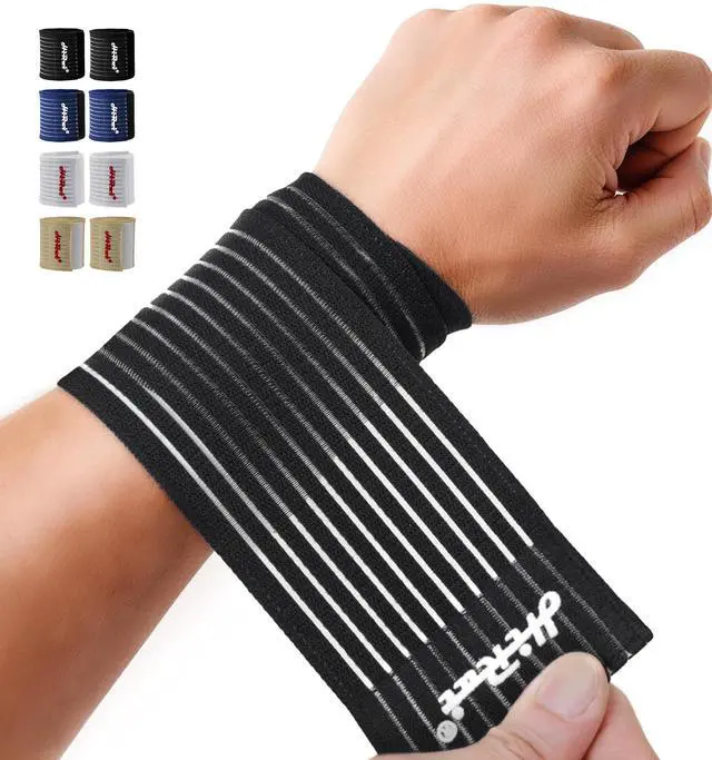 Main image of 2-Pack High-Elastic Wrist Support Straps Wrist Compression Bandage - Wrist Wraps Wristbands for Carpal Tunnel Arthritis Tendonitis Weightlifting Tennis Basketball - Breathable Soft (Black)