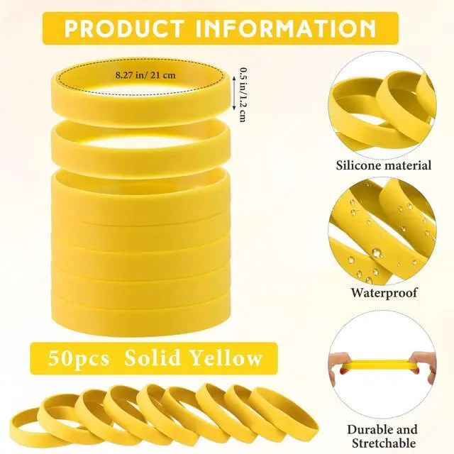 Alt view image 2 of 6 - 50 Pcs Silicone Wristbands Plain Rubber Bracelets | Blank Rubber Bracelets for Events Sports, Comfortable Stretch Bands for Women Men, Elastic Wristbands for Party Gifts