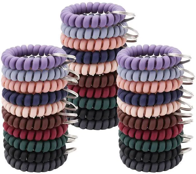 Main image of 30 Pack Wrist Coil, 10-Colors Plastic Wristband, Elastic Stretchable Spiral Bracelet, Key Ring Key Chain for Gym, Pool, ID Badge, Outdoor Sports, Office, Workshop, Shopping Mall, Sauna