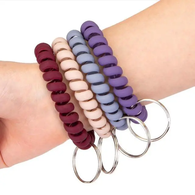 Alt view image 4 of 6 - 30 Pack Wrist Coil, 10-Colors Plastic Wristband, Elastic Stretchable Spiral Bracelet, Key Ring Key Chain for Gym, Pool, ID Badge, Outdoor Sports, Office, Workshop, Shopping Mall, Sauna