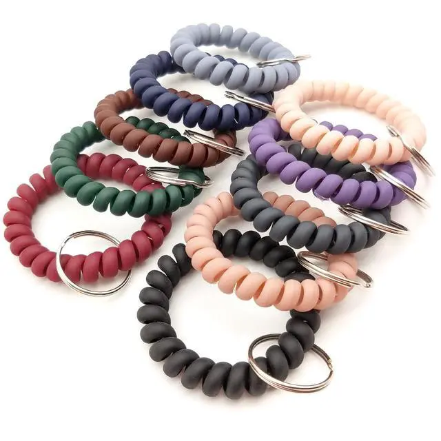 Alt view image 6 of 6 - 30 Pack Wrist Coil, 10-Colors Plastic Wristband, Elastic Stretchable Spiral Bracelet, Key Ring Key Chain for Gym, Pool, ID Badge, Outdoor Sports, Office, Workshop, Shopping Mall, Sauna