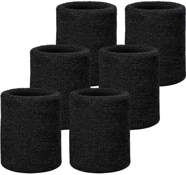 Main image of 6 Pcs Wrist Sweatbands Tennis Sweat Bands Sports Wristbands Sweat Wristbands Wrist Bands Competitions Absorbent Sweatbands for Basketball Tennis Football Running Working
