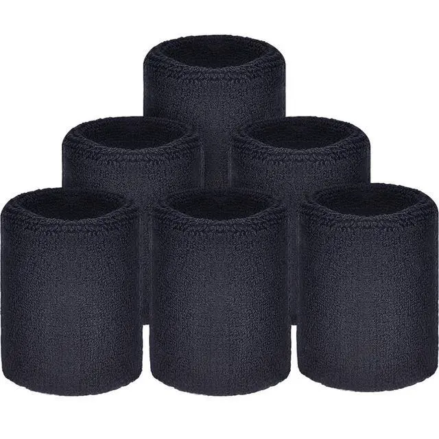 Alt view image 6 of 6 - 6 Pcs Wrist Sweatbands Tennis Sweat Bands Sports Wristbands Sweat Wristbands Wrist Bands Competitions Absorbent Sweatbands for Basketball Tennis Football Running Working