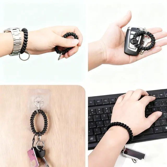 Alt view image 5 of 7 - 7 PCS Stretchable Spiral Coil Wrist Keychain, key wristlet,wrist for keys,wrist key ring,Spring Wristband Key Holder for Sauna, Gym, Sports and Outdoor Activities