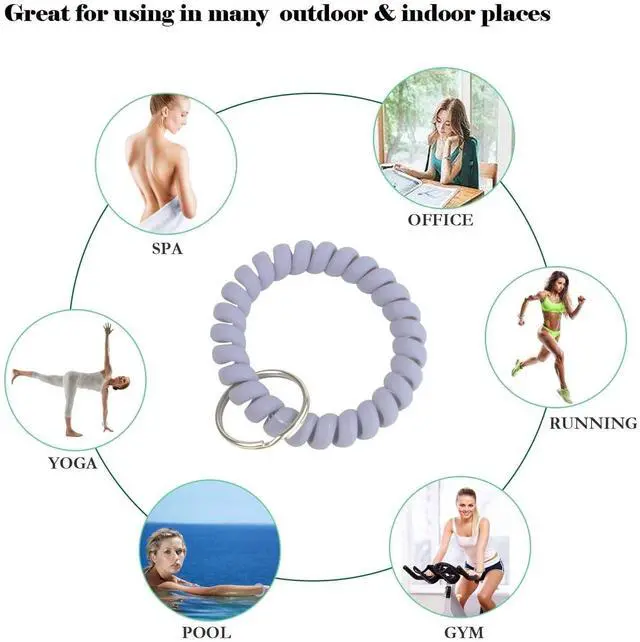 Alt view image 6 of 7 - 7 PCS Stretchable Spiral Coil Wrist Keychain, key wristlet,wrist for keys,wrist key ring,Spring Wristband Key Holder for Sauna, Gym, Sports and Outdoor Activities