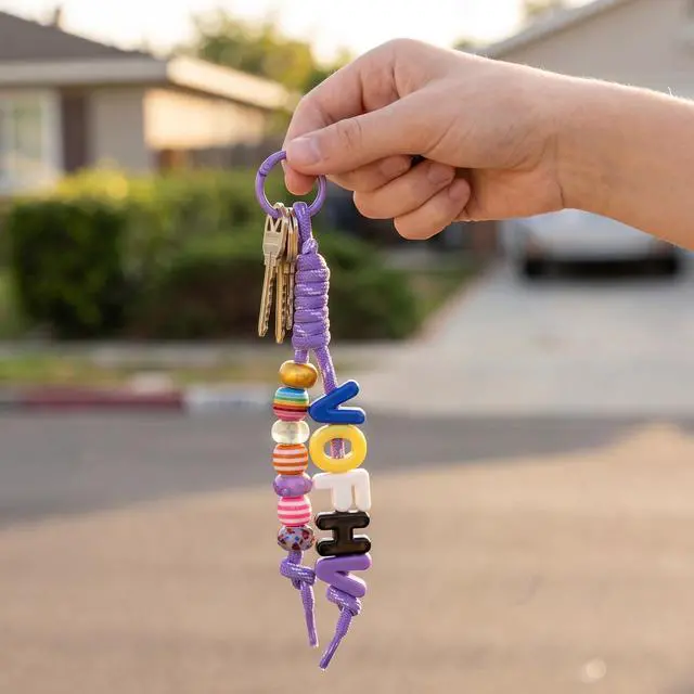 Alt view image 6 of 7 - 10pcs Paracord Rope Keychain, Paracord Keychain Bag Charms, 10 Color | Polyester & Alloy, with O Ring, Colorful, Braided Rope, Knot, 8.66in, for Handbag Purse Backpack Decoration