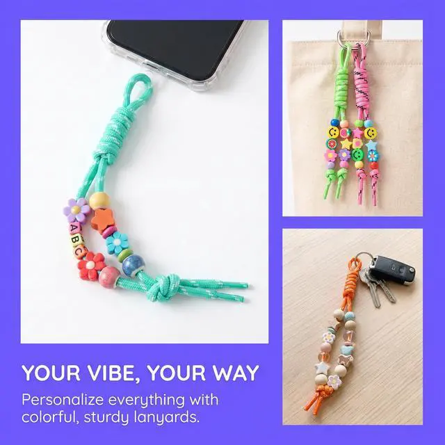 Alt view image 6 of 7 - 24pcs Paracord Rope Keychain, Paracord Bag Charms, 24 Colors | Polyester, Colorful, Braided Rope, Knot, 9.84in, for Handbag Purse Backpack Decoration