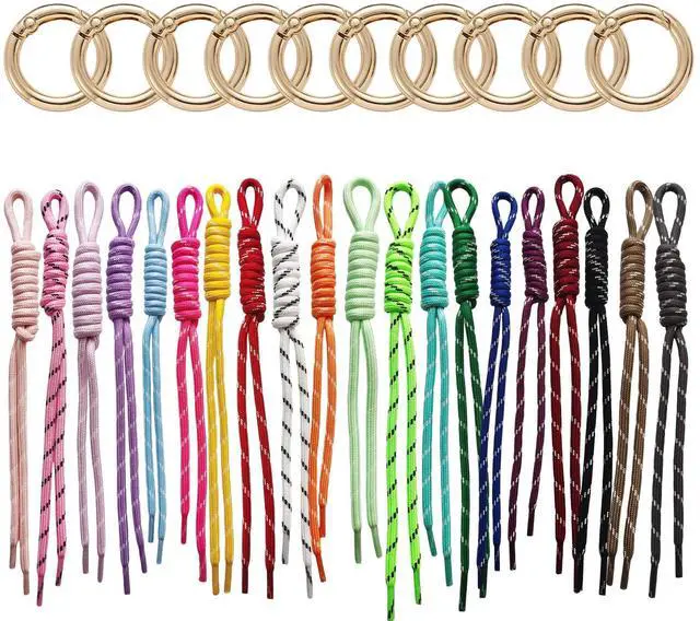 Main image of 8/10/20/30 Pack Paracord Keychain Bag Charms Colorful Braided Charms for Key Chain Purse Backpack Handbag Decoration (20 Multicolors)