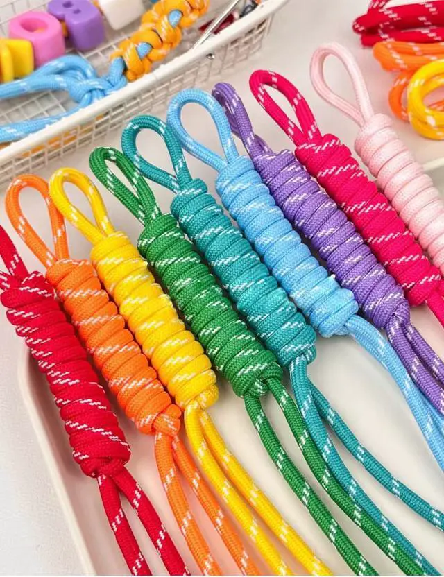 Alt view image 6 of 7 - 8/10/20/30 Pack Paracord Keychain Bag Charms Colorful Braided Charms for Key Chain Purse Backpack Handbag Decoration (20 Multicolors)