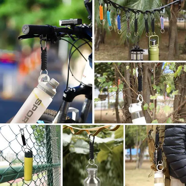 Alt view image 3 of 7 - Paracord Keychain for Men Women Paracord Carabiner Backpack Keychain with Aluminum Clip for Camping Hiking Outdoor Gear 2 Black
