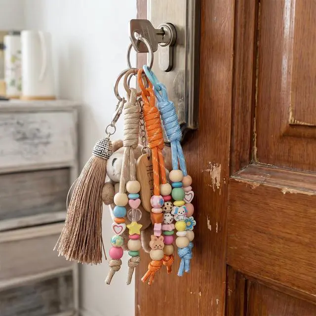 Alt view image 5 of 7 - 18 Pcs Colorful Paracord Keychain, Paracord Bag Charm, 10.63"×0.39" | braided cord keychains, paracord rope rope keychain, for purse handmade rope keychain handbag decoration accessories