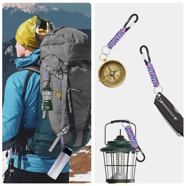 Alt view image 2 of 6 - Carabiner Keychain,Paracord Keychain Small Aluminum Clip D Ring for Camping, Hiking, Fishing, Or As A Key Organizer