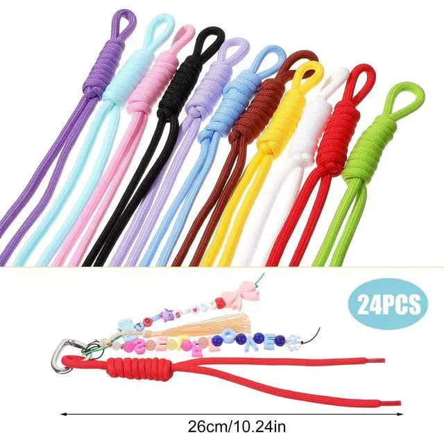 Alt view image 7 of 7 - 24 Pcs Paracord Keychain Colorful Rope Keychain Bag Braided Cord | Charms for Purse Handmade Braided Lanyard Knot for Keyring Backpack Handbag Decoration Accessories(12 Colors)