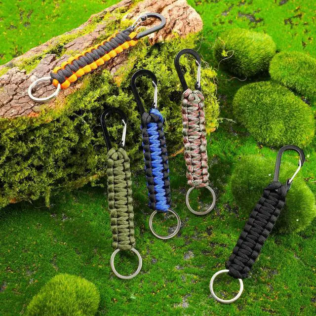 Alt view image 2 of 7 - 20 Pcs Paracord Keychain Military Braided Keychain Clip with Strap Paracord Backpack Strap with Hooks for Camping