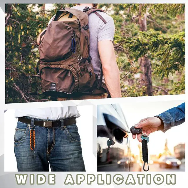Alt view image 5 of 7 - 20 Pcs Paracord Keychain Military Braided Keychain Clip with Strap Paracord Backpack Strap with Hooks for Camping