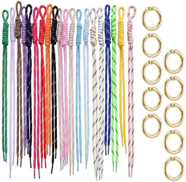 Main image of 20 Pack Rope Keychain, Paracord Bag Charm, Colorful Braided Nylon Rope Cord Charms for Backpack Purse Handbag Decoration Accessories
