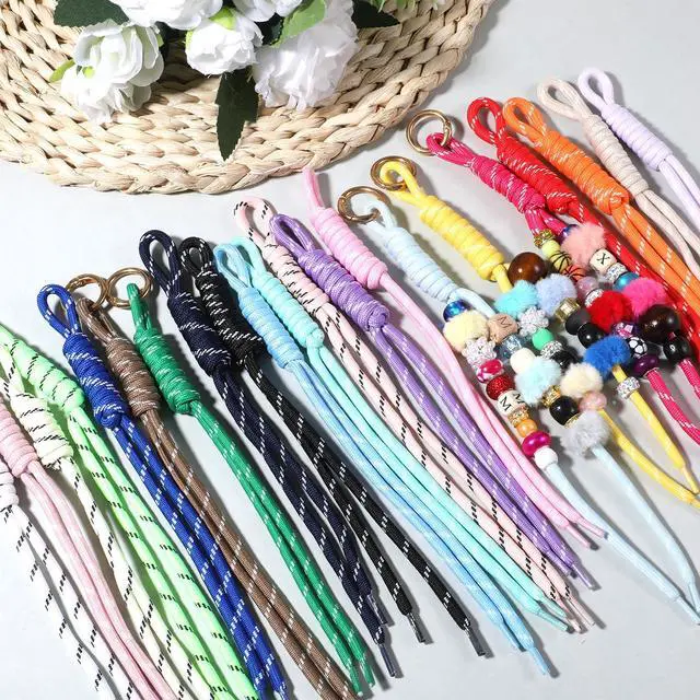 Alt view image 6 of 7 - 20 Pack Rope Keychain, Paracord Bag Charm, Colorful Braided Nylon Rope Cord Charms for Backpack Purse Handbag Decoration Accessories