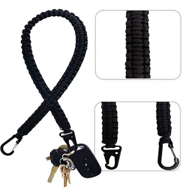 Alt view image 6 of 6 - 24in Heavy Duty Paracord KeychainTactical Rope, Braided Strong Lanyard for Outdoor Activities, Camera, Keys (1)