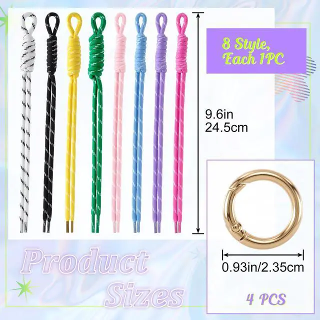 Alt view image 2 of 7 - 12 Pcs Paracord Keychain Rope Bag Charms, Colorful Braided Paracord Lanyard Keychain, Bag Charms DIY Accessories Lanyard for Backpacks, Purses, Handbags