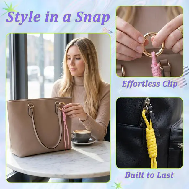 Alt view image 3 of 7 - 12 Pcs Paracord Keychain Rope Bag Charms, Colorful Braided Paracord Lanyard Keychain, Bag Charms DIY Accessories Lanyard for Backpacks, Purses, Handbags