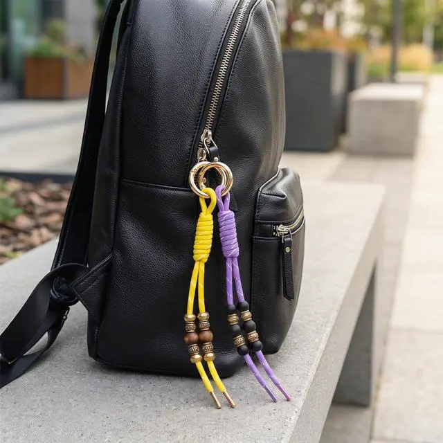 Alt view image 5 of 7 - 12 Pcs Paracord Keychain Rope Bag Charms, Colorful Braided Paracord Lanyard Keychain, Bag Charms DIY Accessories Lanyard for Backpacks, Purses, Handbags