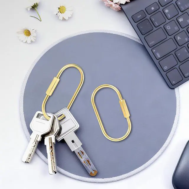 Alt view image 6 of 6 - 6 Pack Brass Keychain Gold Carabiner Clip with Secure Locking Screw Carabiners Key Holder Keychains Key Ring for Outdoor Camping Paracord Lanyard Keys Chain Backpack Bags Luggage Tags Clip Anti-Theft