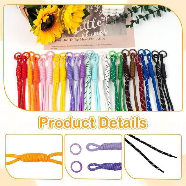 Alt view image 3 of 7 - 24PCS Cute Nylon Paracord Keychain with 24Pcs Key Rings Braided Rope Keychain Y2k Vintage Bag Charm for Purse, Backpack (24+24-Piece Set)
