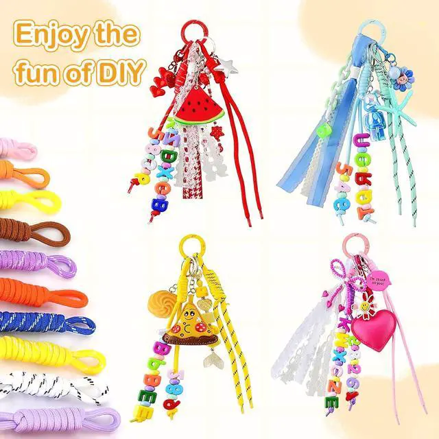 Alt view image 4 of 7 - 24PCS Cute Nylon Paracord Keychain with 24Pcs Key Rings Braided Rope Keychain Y2k Vintage Bag Charm for Purse, Backpack (24+24-Piece Set)