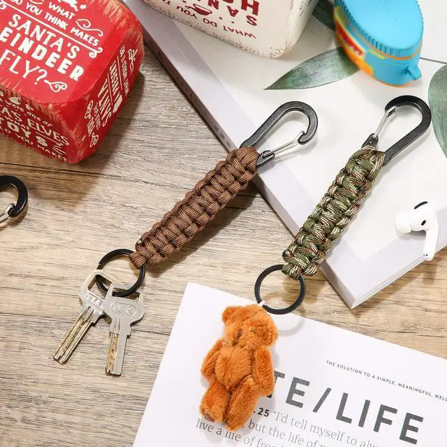 Alt view image 7 of 7 - 10 Pcs Paracord Keychain Quick Release Keychain Clip Ring Braided Lanyard for Men Women Outdoor Sport(Fresh Color)