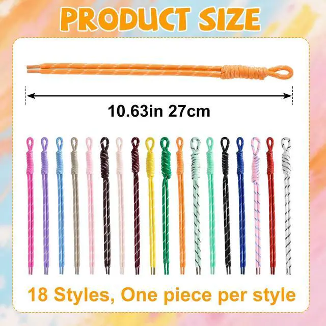 Alt view image 2 of 7 - 18 Pcs Paracord Keychain, Braided Rope Keychain Charms, Colorful | 10.63 inch DIY Bag Charms Accessories Keychain Cord Replacement, Paracord Lanyard for Key Chain, Purse, Backpack, Handbag