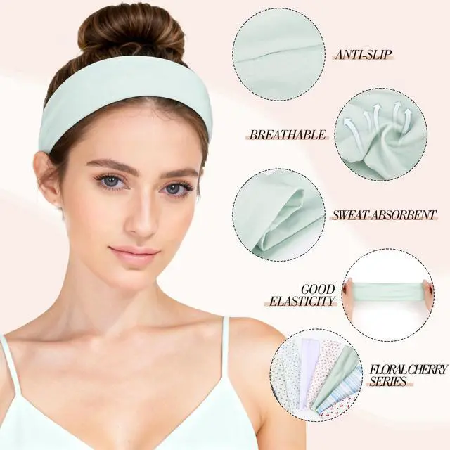 Alt view image 5 of 7 - Flower Headbands for Music Festival Outfits, Cute Headbands for Teen Girls Daily Outfit Gatherings Non Slip Floral Stripe Fashion Hair Bands