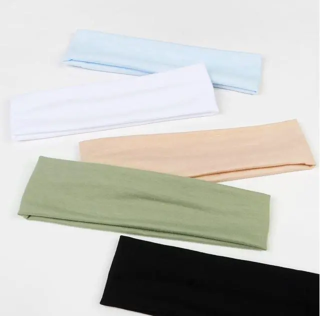 Alt view image 3 of 4 - Headbands for Women's Short Hair - Non-Slip Elastic Sweat Hairbands, Soft Fabric Cloth Bands for Workout, Yoga, Running, Sports, Thin Hair Wrap for Girls