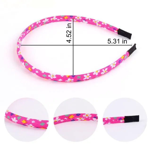 Alt view image 2 of 7 - Headbands for Girls 12Pcs Thin Head Bands for Girls Hairbands for Toddler Floral Cloth Fabric Covered Headband Birthday Party Favors
