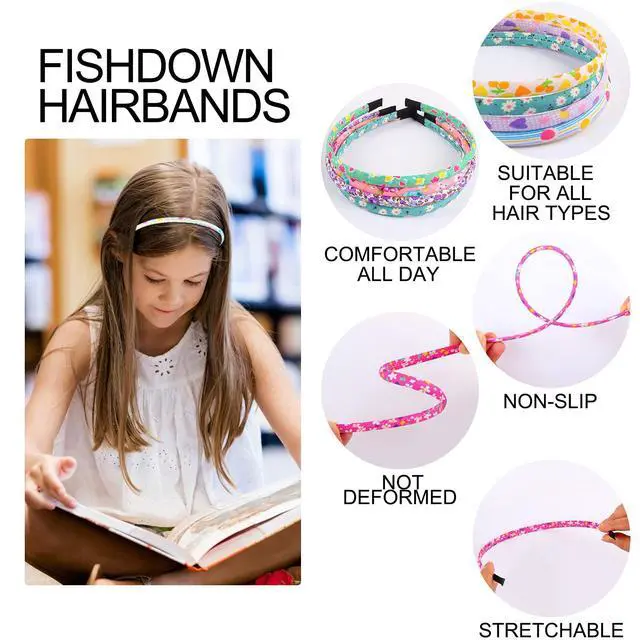 Alt view image 3 of 7 - Headbands for Girls 12Pcs Thin Head Bands for Girls Hairbands for Toddler Floral Cloth Fabric Covered Headband Birthday Party Favors