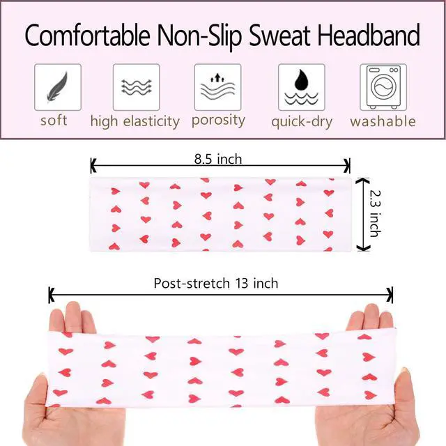 Alt view image 2 of 7 - Women's Headbands for Short Hair Non Slip Elastic Floral Hairbands Soft Fabric Stripe Head Bands for s Heart Headbands