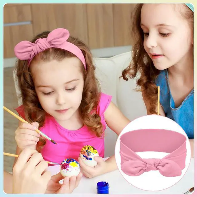 Alt view image 3 of 6 - 12 Pack Girls Headbands, Rabbit Ear Bow Hairbands | Cute Toddler Headbands Bulk, Pastel Color, Stretchy Wide Cloth Hair Accessories, for Kids Birthday Party Favors, Gifts