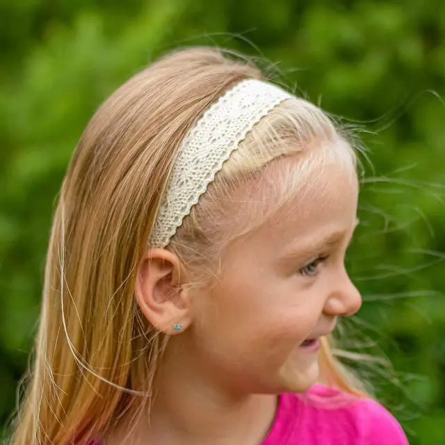 Alt view image 2 of 7 - 5 Lace Headbands for Girls, Adjustable No Slip Stretch Elastic Girl Headband, Dressy Pastel Lacy Headwraps, Cute Plain Solid Color Hair Accessories for Kids Easter Basket Stuffers