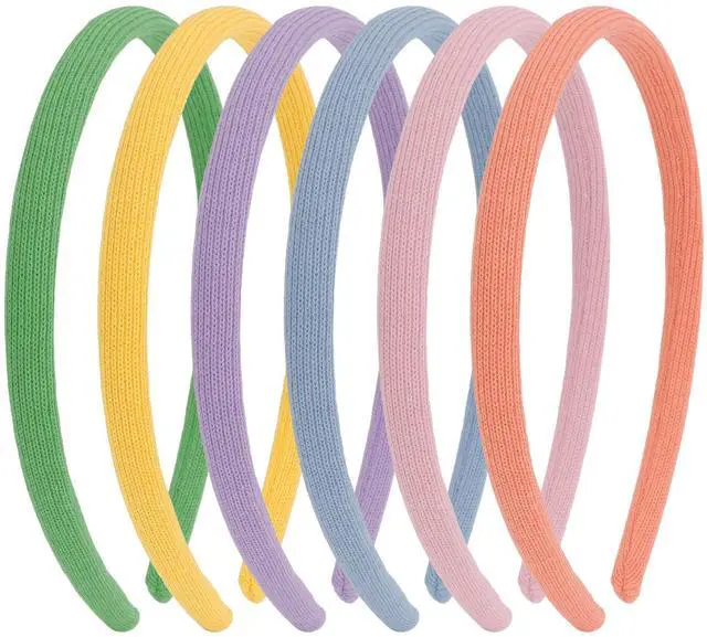Main image of Headbands for Girls, 6pcs Kids Headbands Set Hair Accessories | Vibrant assorted pastel shades, soft lightweight knit for comfortable fit