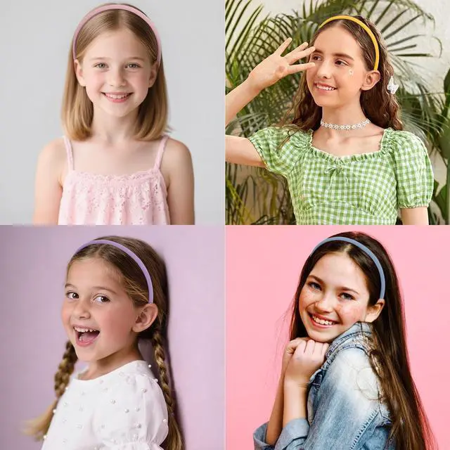 Alt view image 2 of 7 - Headbands for Girls, 6pcs Kids Headbands Set Hair Accessories | Vibrant assorted pastel shades, soft lightweight knit for comfortable fit