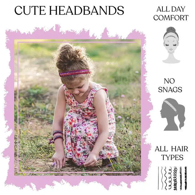 Alt view image 3 of 7 - 6 Glitter Headbands for Girls, Adjustable Non Slip Head Bands for Kids, Cute Sparkly Stretch Elastic Hair Accessories for Gymnastics For Teen Girls, Women