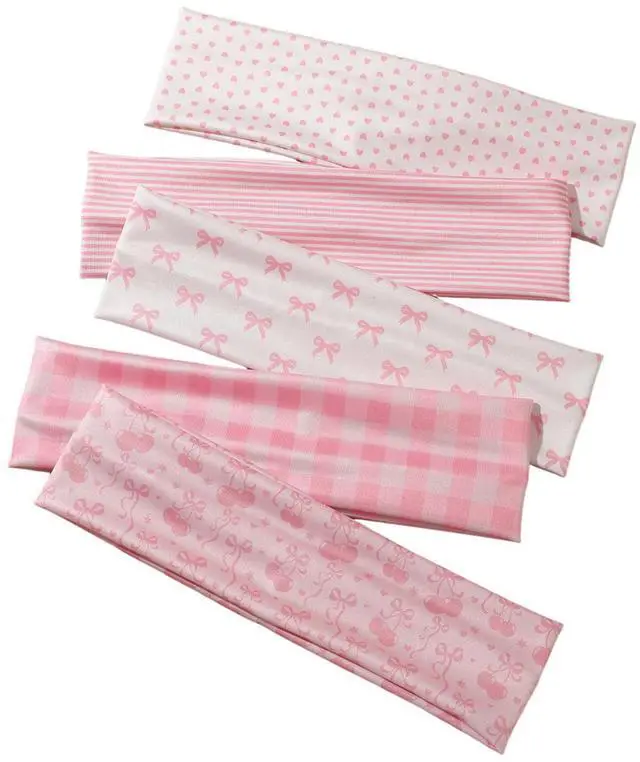 Main image of 5 Pack Sport Headbands for Women & Girl, Elastic Soft Fabric Non-Slip Hair Bands Hair Warp for Daily Workout Yoga Running Sports Everyday use (Pink)