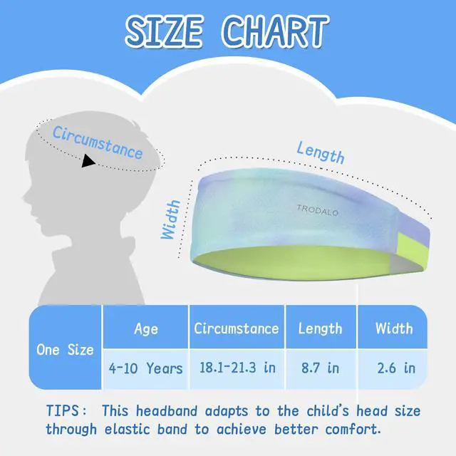 Alt view image 6 of 7 - Kids Sports Headbands for Girls Boys, Moisture Wicking Sweatbands | Lightweight, stretchy & non-slip cooling hairbands for kids, colorful design, for soccer, basketball, running, tennis, school