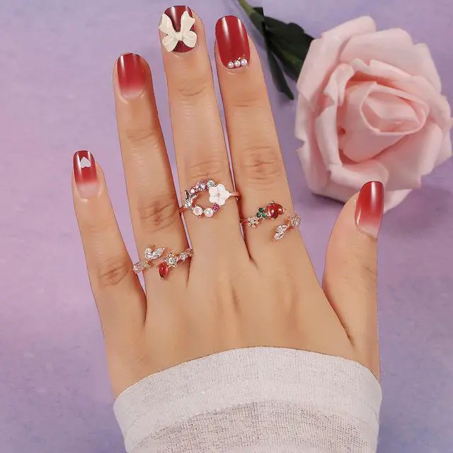 Alt view image 2 of 7 - 12 Pcs Rose Gold Rings for Women Knuckle Rings Set - Engagement Rings for Women - Cubic Zirconia Rings for Teen Girls - Stackable Rings for Women Finger Rings- Pack of Silver Rings for Teen Girls