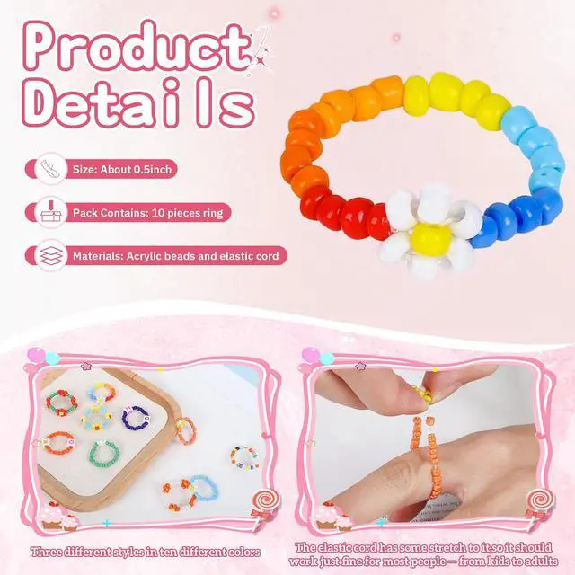 Alt view image 3 of 7 - Stretchy Acrylic Toe & Finger Rings, Mixed Bright Colors,10Pcs | Mixed Color Jewelry Set | Adjustable Ring | for Teens Women